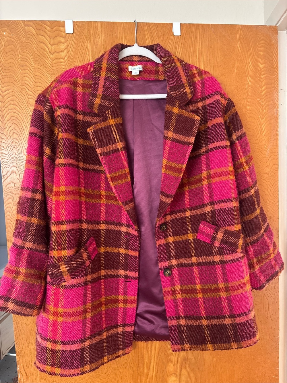 Sundance Pink Plaid Wool-Blend Blazer